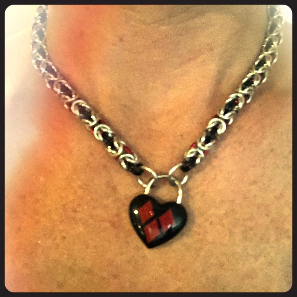 Harley Quinn Bdsm Choker Necklace with 🖤🔒🗝